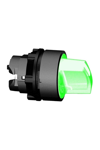 Schneider ZB5AK1433 22mm 2 Konumlu Yaylı Dönüşlü Yeşil Işıklı Mandal Buton Başlığı