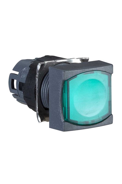 Schneider ZB6CW3 12-24V Sıva Altı Yaylı Dönüş Kare Yeşil Işıklı Basmalı Buton Başlığı