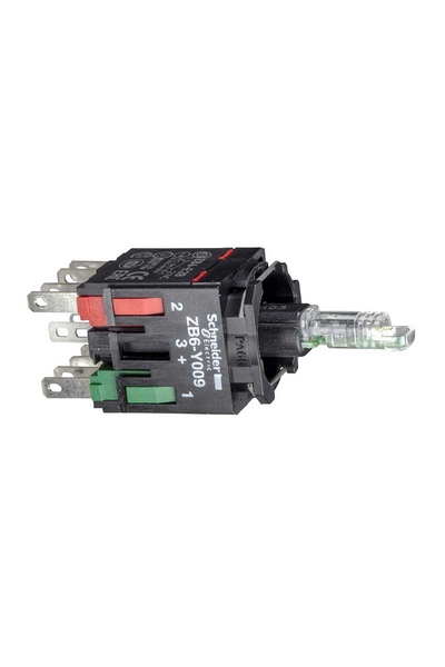 Schneider ZB6ZB55B 12-24V 1NA+1NK Entegre Ledli Gövde Sabitleme Bilezikli Sarı Işık Bloğu