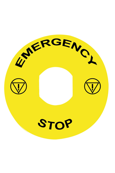 Schneider ZBY8330 Acil Stoplu Buton için 90mm Sarı Emergency Stop İşaretli Etiket