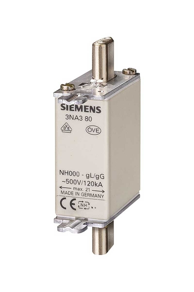 Siemens - Siemens 3NA3804 4A Boy 00 21mm Bıçaklı Sigorta Buşonu