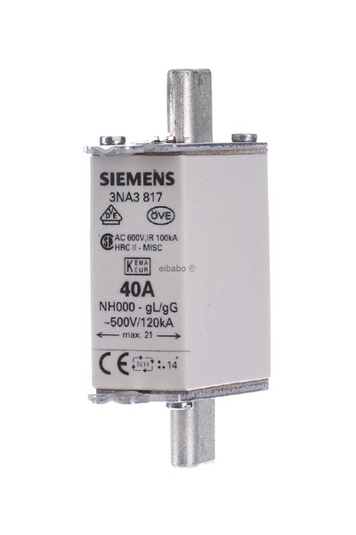 Siemens 3NA3817 NH Bıçaklı Boy000 40A Sigorta Buşonu