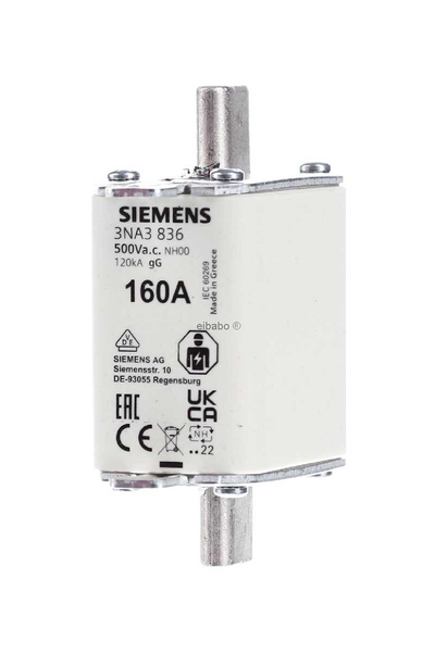 Siemens 3NA3836 NH Bıçaklı Boy00 160A Sigorta Buşonu