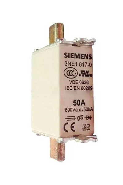 Siemens - Siemens 3NE1817-0 690V AC 50A Boy 000 Sitor Hızlı Sigorta Buşonu