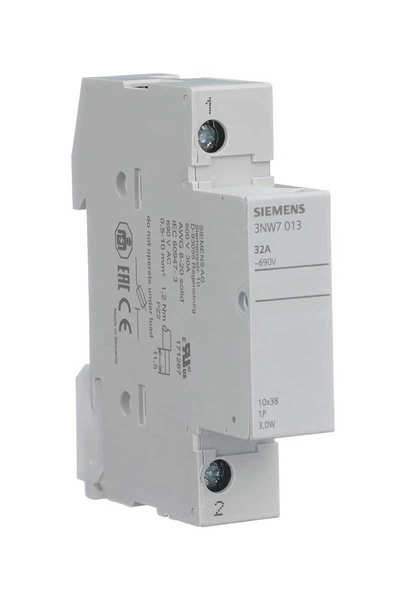 Siemens 3NW7013 32A 10x38mm 1 Kutuplu Silindirik Kartuş Sigorta Yuvası Siemens 3NW7013 32A 10x38mm 1 Kutuplu Silindirik Kartuş Sigorta Yuvası