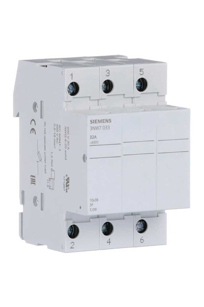 Siemens 3NW7033 32A 10x38mm 3 Kutuplu Silindirik Kartuş Sigorta Yuvası Siemens 3NW7033 32A 10x38mm 3 Kutuplu Silindirik Kartuş Sigorta Yuvası