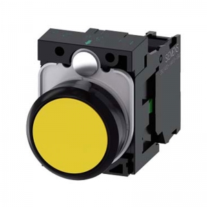 Siemens - Siemens 3SU1100-0AB30-1BA0 Sarı 1NO Komple Yaylı Buton