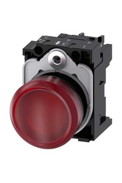 Siemens - Siemens 3SU1102-6AA20-1AA0 24 AC/DC Komple Ledli Plastik Kırmızı Sinyal Lambası