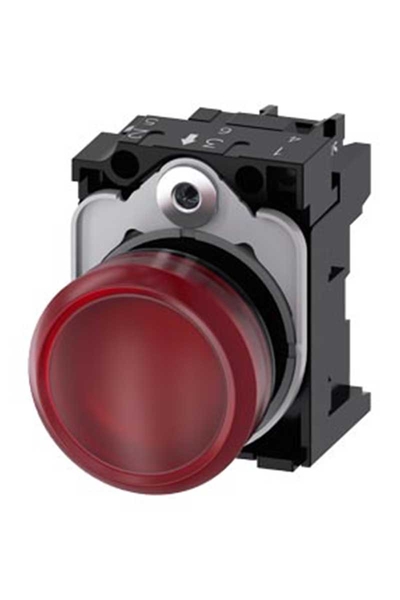 Siemens - Siemens 3SU1106-6AA20-1AA0 230AC Komple Ledli Plastik Kırmızı Sinyal Lambası