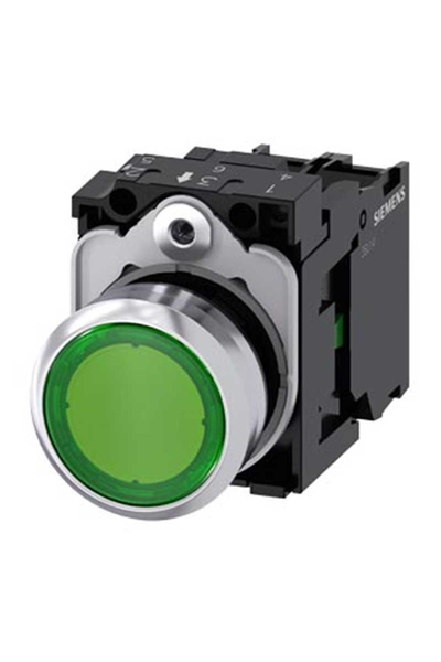 Siemens 3SU1152-0AB40-1BA0 24 1NO Işıklı Yay Dönüşlü Metal Yeşil Ledli Buton Siemens 3SU1152-0AB40-1BA0 24 1NO Işıklı Yay Dönüşlü Metal Yeşil Ledli Buton