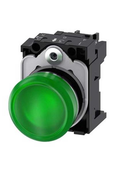 Siemens 3SU1152-6AA40-1AA0 24 AC/DC Metal Komple Ledli Yeşil Sinyal Lambası