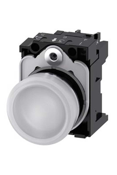 Siemens - Siemens 3SU1152-6AA60-1AA0 24 AC/DC Metal Komple Ledli Beyaz Sinyal Lambası