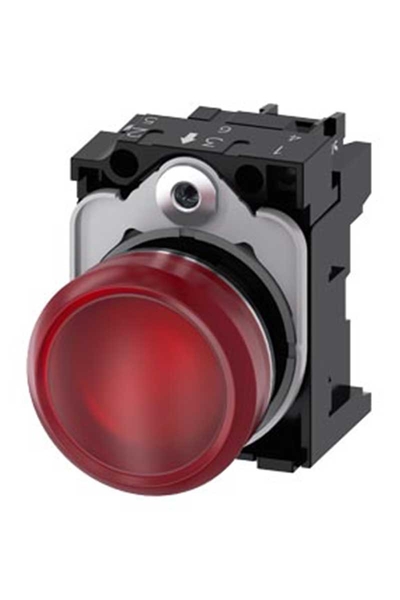 Siemens - Siemens 3SU1156-6AA20-1AA0 230AC Metal Komple Ledli Kırmızı Sinyal Lambası