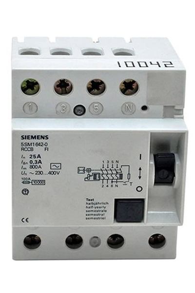 Siemens 5SM1642-0 3x25A 300mA 3F N 55mm Kaçak Akım Rölesi Siemens 5SM1642-0 3x25A 300mA 3F N 55mm Kaçak Akım Rölesi