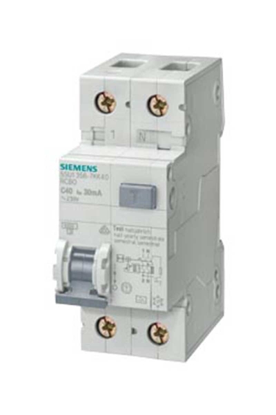 Siemens - Siemens 5SU1353-1KK10 C 10A 4.5kA 240v 30mA Kaçak Akım Koruma Rölelı N Otomat