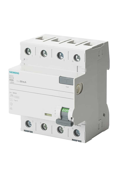 Siemens - Siemens 5SV3646-6 63A 400V 300mA 3 Faz+Nötr Kaçak Akım Koruma Rölesi