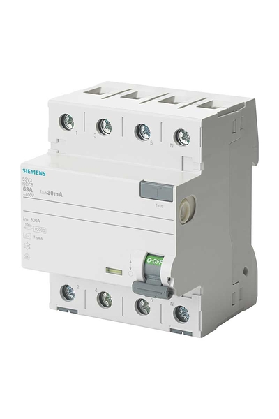 Siemens - Siemens 5SV3647-64X80A 80A 400V 300mA 3 Fazlı Nötr Kaçak Akım Koruma Rölesi