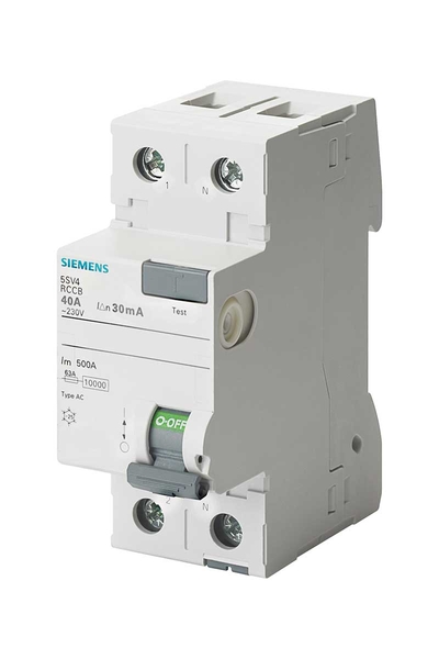 Siemens 5SV4111-0 16A 230V 10mA Faz+Nötr Kaçak Akım Koruma Rölesi