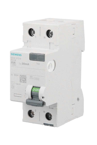 Siemens - Siemens 5SV4312-0 1x25A 30 mA 1F N 70mm Kaçak Akım Rölesi