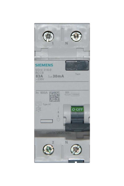 Siemens 5SV4316-0 1x63A 30mA Kaçak Akım Koruma Anahtarı - Thumbnail