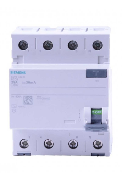 Siemens 5SV4342-0 3x25A 30 mA 3F N 70mm Kaçak Akım Rölesi Siemens 5SV4342-0 3x25A 30 mA 3F N 70mm Kaçak Akım Rölesi