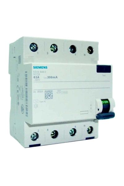Siemens - Siemens 5SV4646-0 3x63A 300mA 3F N 70mm Kaçak Akım Rölesi