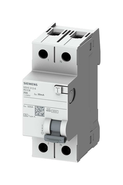 Siemens - Siemens 5SV5312-6 25A 230V 30mA Faz+Nötr Kaçak Akım Koruma Rölesi