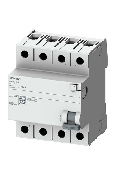 Siemens - Siemens 5SV5342-6 25A 400V 30mA 3 Faz+Nötr Kaçak Akım Koruma Rölesi