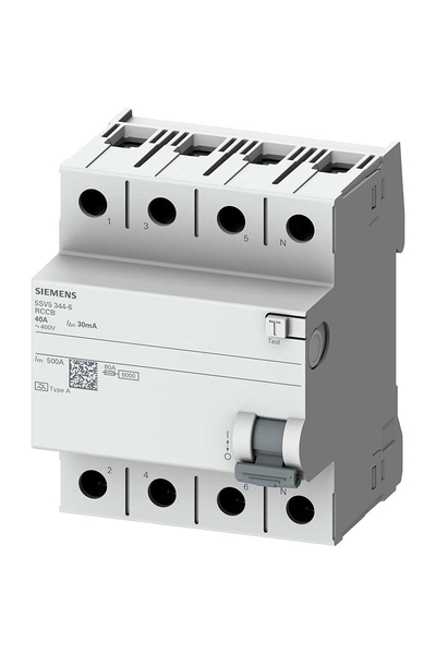 Siemens - Siemens 5SV5346-6 63A 400V 30mA 3 Faz+Nötr Kaçak Akım Koruma Rölesi