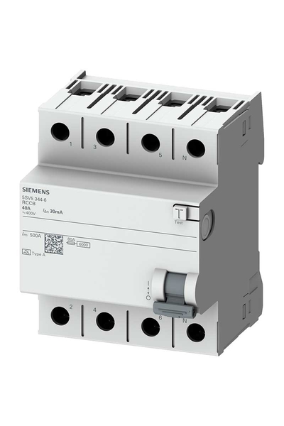 Siemens - Siemens 5SV5642-6 25A 400V 300mA 3 Faz+Nötr Kaçak Akım Koruma Rölesi