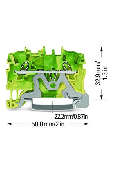Wago 2000-1207 100 Adet 1.5mm2 Sarı Yeşil 2 İletkenli Topraklamalı Ray Klemens - Thumbnail