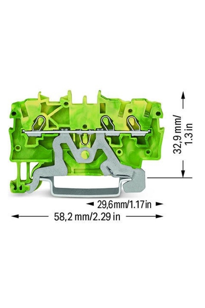 Wago 2000-1307 100 Adet 1.5mm2 Sarı Yeşil 3 İletkenli Topraklamalı Ray Klemens - Thumbnail