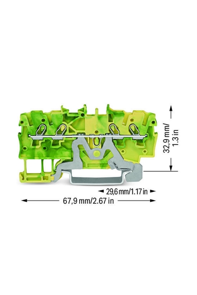 Wago 2000-1407 100 Adet 1.5mm2 Sarı Yeşil 4 İletkenli Topraklamalı Ray Klemens - Thumbnail