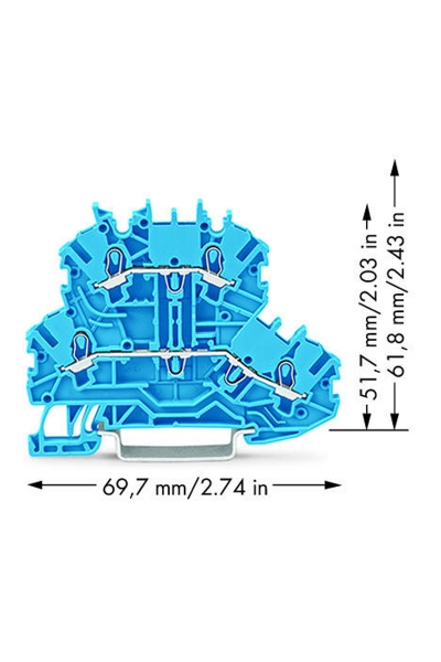 Wago 2000-2204 50 Adet 1.5mm2 2 Katlı Mavi 2 İletkenli Ray Klemens - Thumbnail