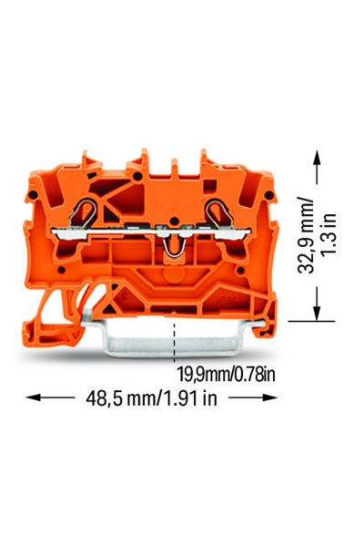 Wago 2001-1202 100 Adet 2.5mm2 Turuncu 2 İletkenli Ray Klemens - Thumbnail