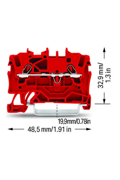 Wago 2001-1203 100 Adet 2.5mm2 Kırmızı 2 İletkenli Ray Klemens - Thumbnail