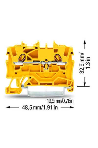 Wago 2001-1206 100 Adet 2.5mm2 Sarı 2 İletkenli Ray Klemens - Thumbnail