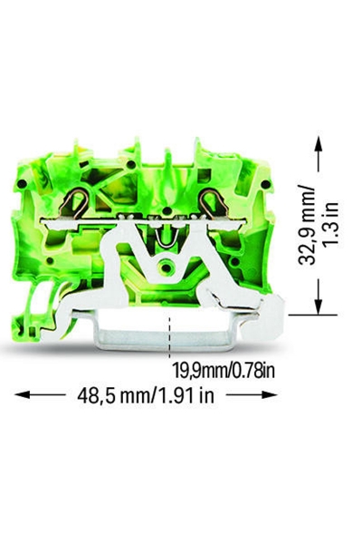 Wago 2001-1207 100 Adet 2.5mm2 Sarı Yeşil 2 İletkenli Topraklamalı Ray Klemens - Thumbnail