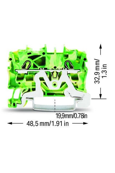 Wago 2002-1207 100 Adet 4mm2 Sarı Yeşil 2 İletkenli Topraklamalı Ray Klemens - Thumbnail