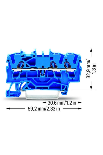 Wago 2002-1304 100 Adet 4mm2 Mavi 3 İletkenli Ray Klemens - Thumbnail