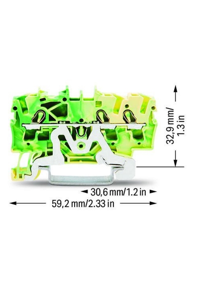 Wago 2002-1307 100 Adet 4mm2 Sarı Yeşil 3 İletkenli Topraklamalı Ray Klemens - Thumbnail