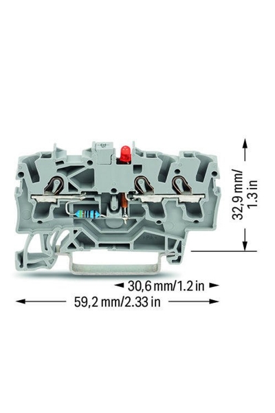 Wago 2002-1321/1000-434 100 Adet 2.5-4mm2 1 Giriş 2 Çıkış Ledli Klemens - Thumbnail