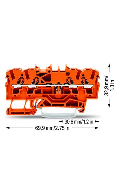 Wago 2002-1402 100 Adet 4mm2 Turuncu 4 İletkenli Ray Klemens - Thumbnail