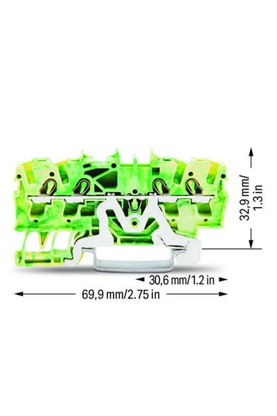 Wago 2002-1407 100 Adet 4mm2 Sarı Yeşil 4 İletkenli Topraklamalı Ray Klemens - Thumbnail