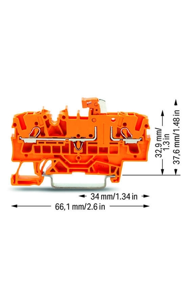 Wago 2002-1672 50 Adet 2.5-4mm2 Turuncu Test Yuvalı Ayırma Ölçme Klemensi - Thumbnail