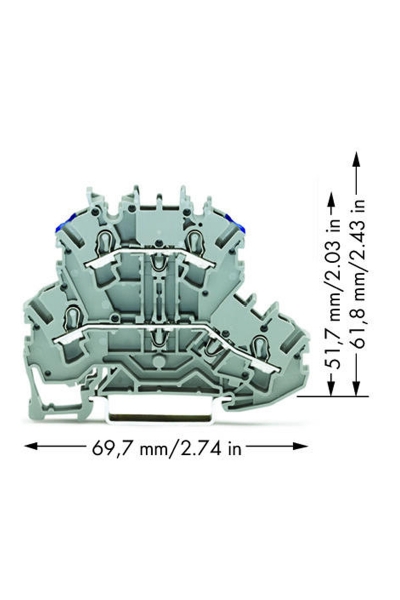 Wago - Wago 2002-2203 50 Adet 2.5-4mm2 L/N Köprülenebilir 2 Katlı Ray Klemens Wago 2002-2203 50 Adet 2.5-4mm2 L/N Köprülenebilir 2 Katlı Ray Klemens - Thumbnail