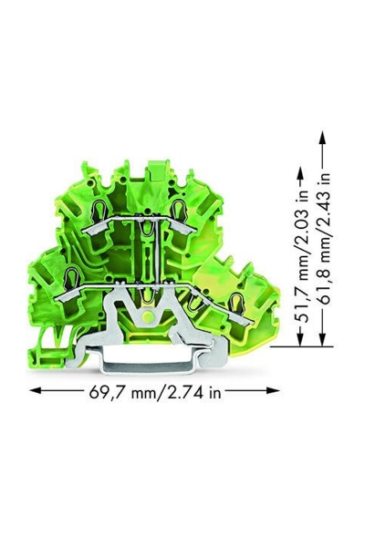 Wago 2002-2207 50 Adet 2.5-4mm2 PE 2 Katlı 4 İletkenli Topraklamalı Ray Klemens - Thumbnail