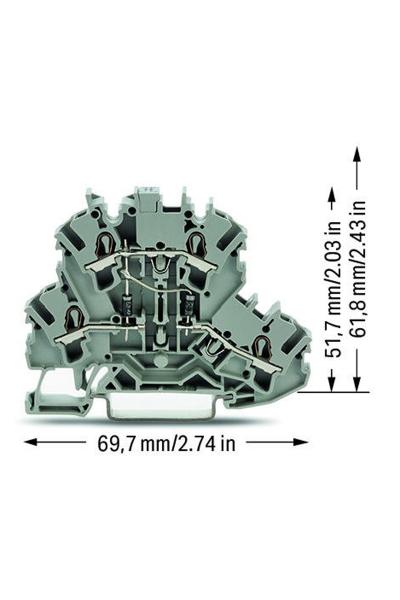 Wago 2002-2214/1000-489 50 Adet 2.5-4mm2 2 Diyotlu Klemens - Thumbnail