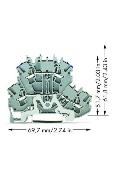 Wago 2002-2217 50 Adet Gri PE/N Köprülenebilir 2 Katlı Topraklamalı Ray Klemens - Thumbnail