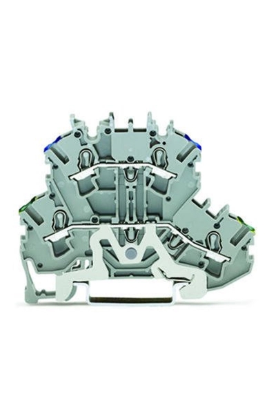 Wago 2002-2217 50 Adet Gri PE/N Köprülenebilir 2 Katlı Topraklamalı Ray Klemens - Thumbnail